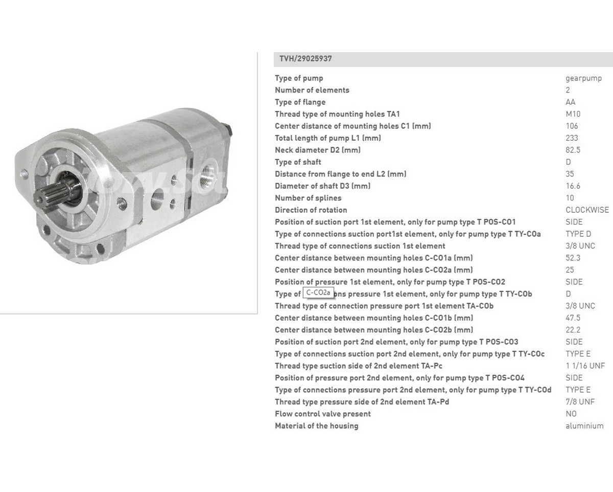 Гідронасос 2-секційний Toyota 5fd/1z, 1dz, 4y (8608-8908) /5fd/1z, 4y (8908-9401) mtm